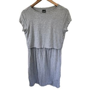 Gap Maternity Women's Heather Gray Short Sleeve Overlay Nursing Dress M